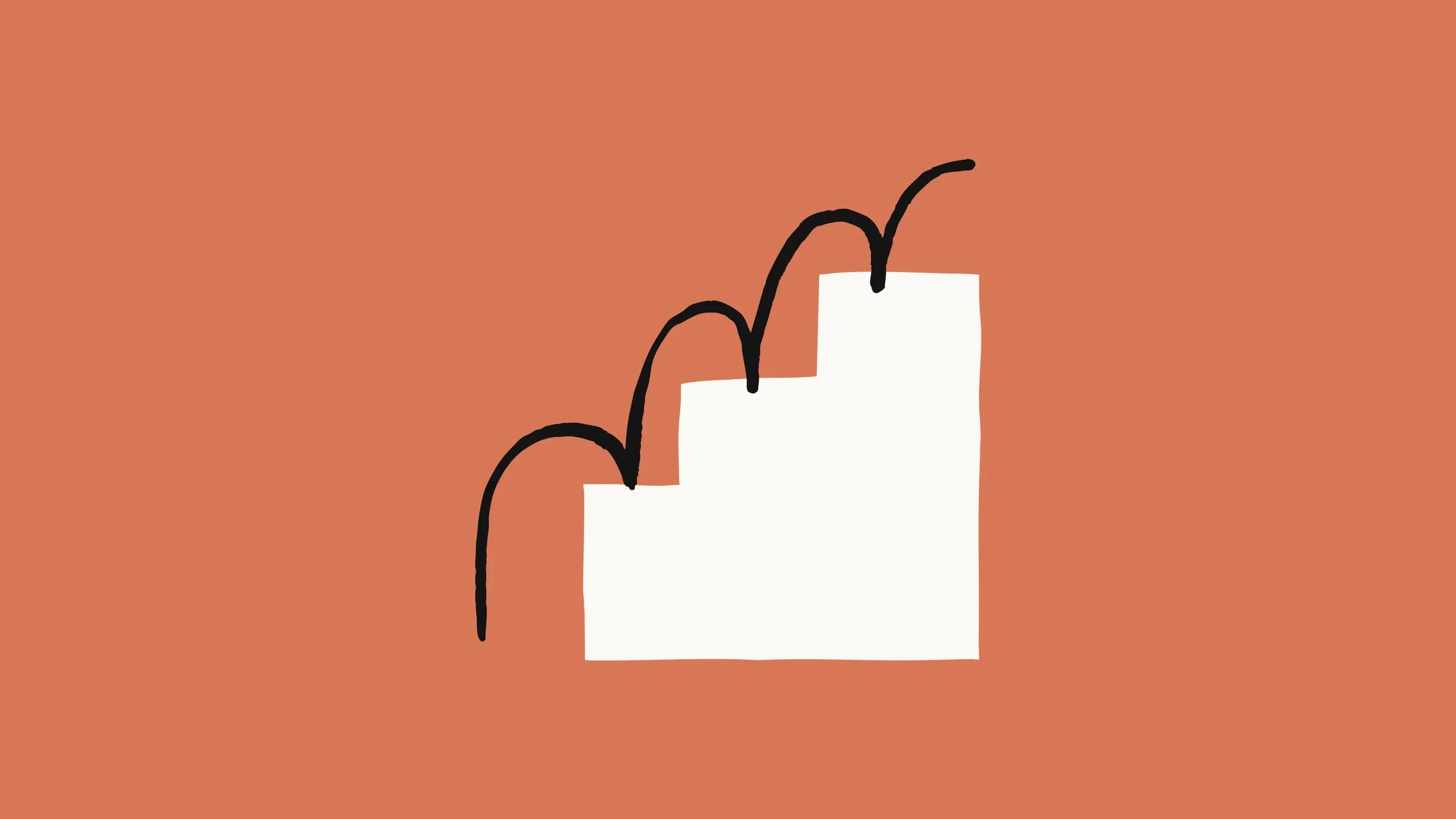 Illustration of a step chart with growth arrows